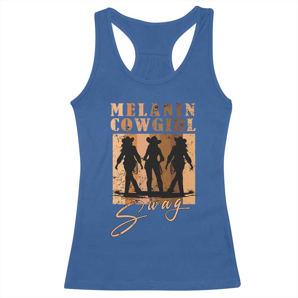 Melanin Cowgirl Swag Racerback Tank Top African American Cowgirls Black History Pride Retro