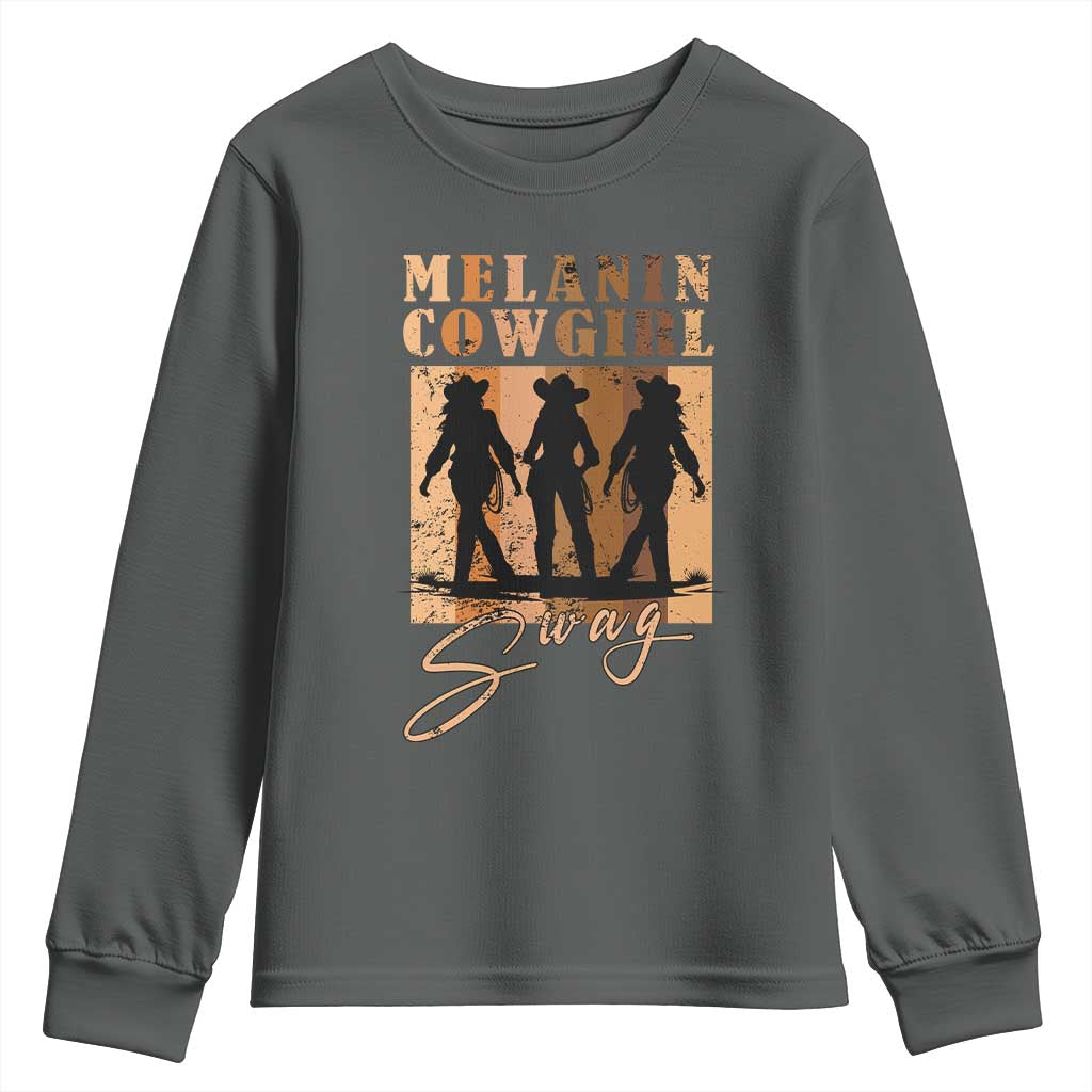 Melanin Cowgirl Swag Youth Sweatshirt African American Cowgirls Black History Pride Retro