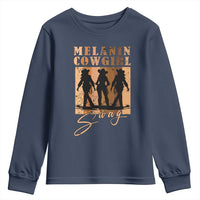 Melanin Cowgirl Swag Youth Sweatshirt African American Cowgirls Black History Pride Retro