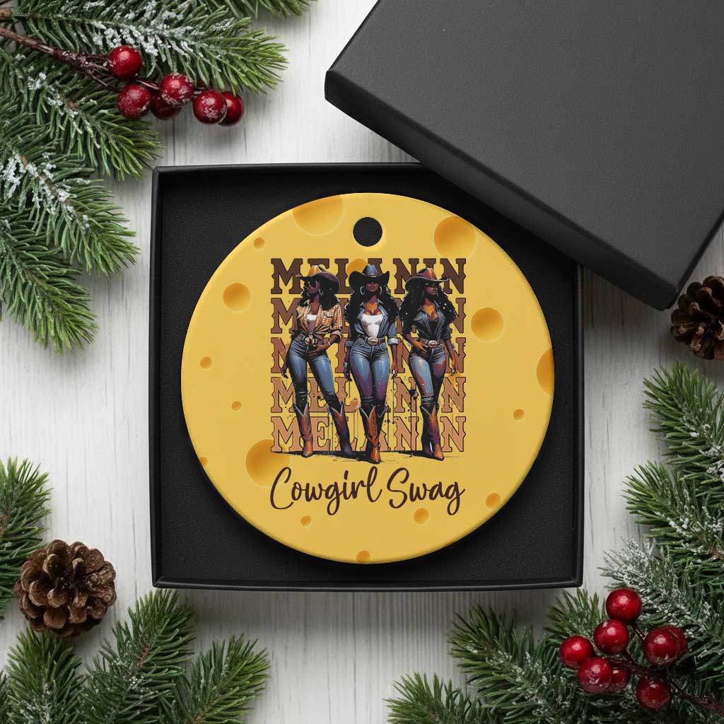 Melanin Cowgirl Swag Ceramic Ornament African American Cowgirls Black History Pride - Wonder Print Shop