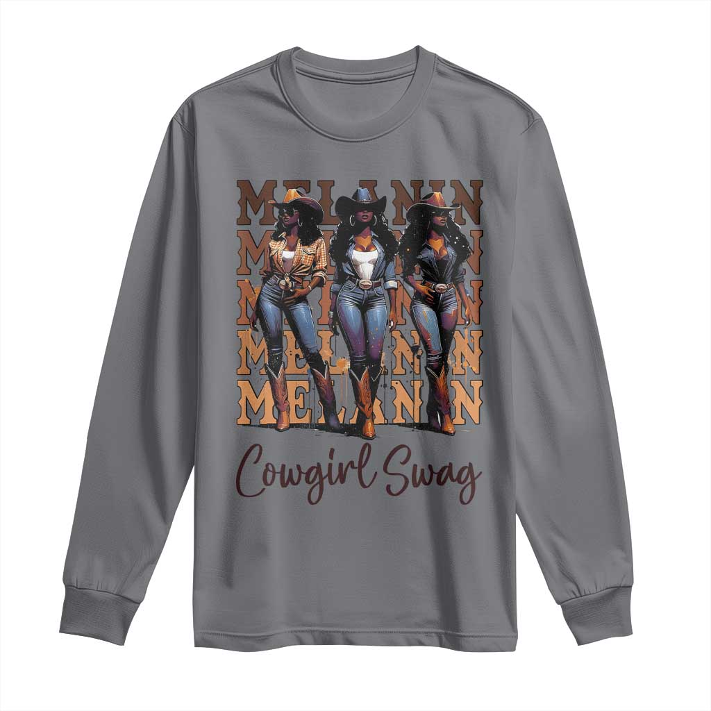 Melanin Cowgirl Swag Long Sleeve Shirt African American Cowgirls Black History Pride