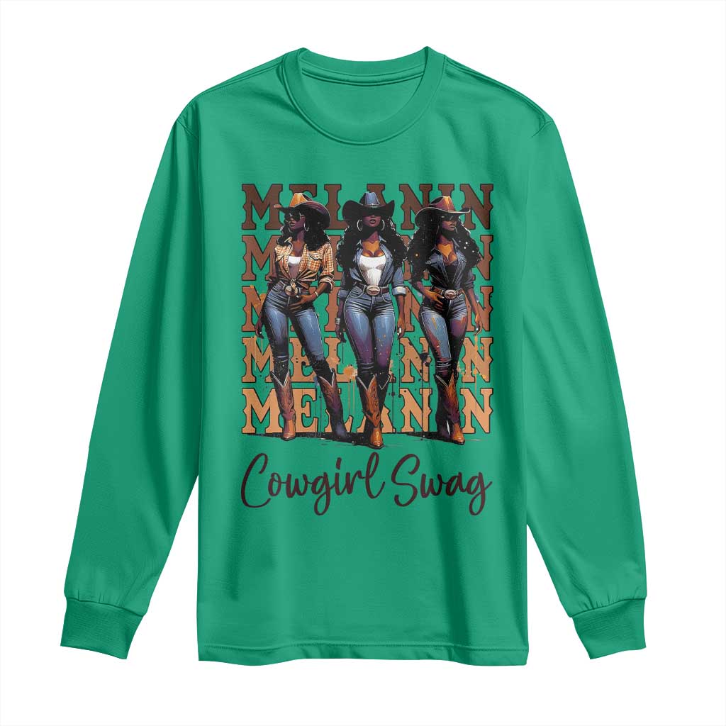Melanin Cowgirl Swag Long Sleeve Shirt African American Cowgirls Black History Pride
