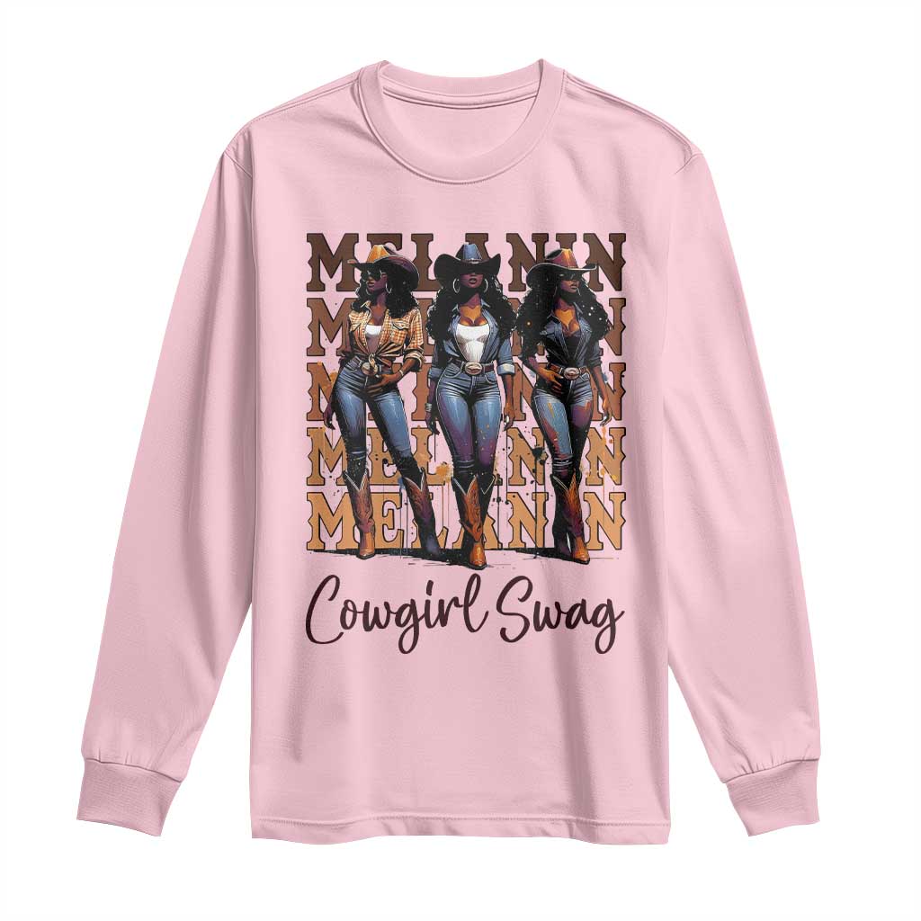Melanin Cowgirl Swag Long Sleeve Shirt African American Cowgirls Black History Pride