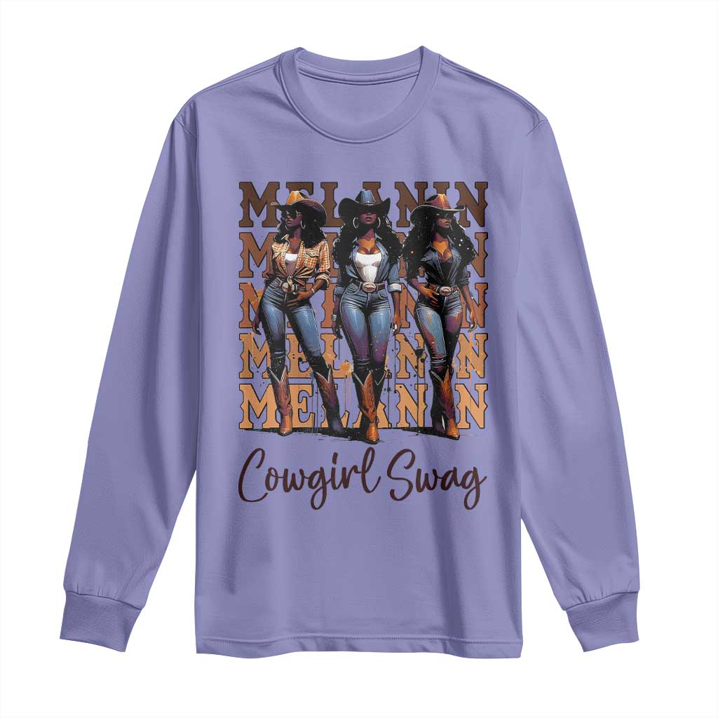 Melanin Cowgirl Swag Long Sleeve Shirt African American Cowgirls Black History Pride