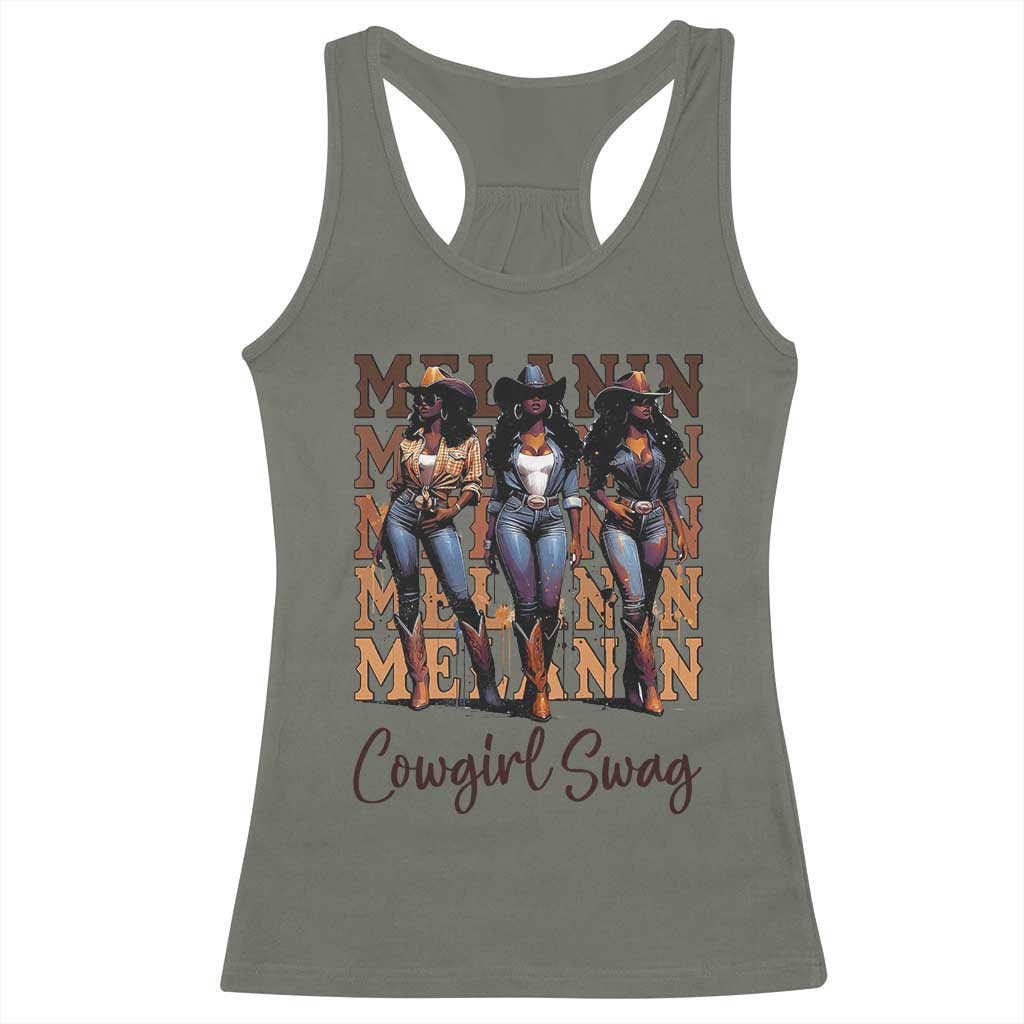 Melanin Cowgirl Swag Racerback Tank Top African American Cowgirls Black History Pride