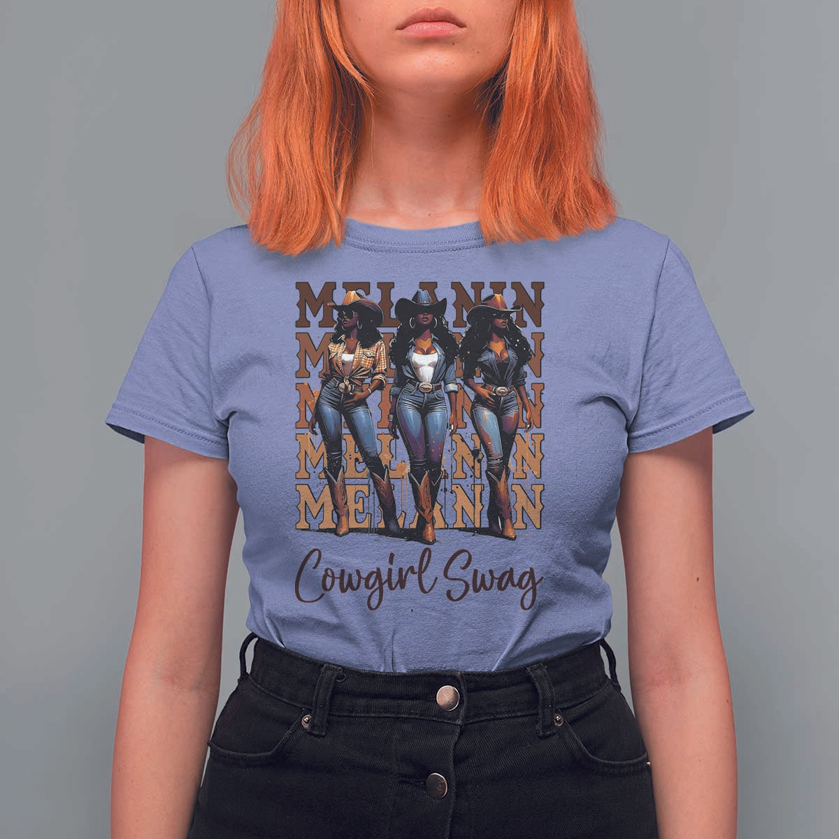 Melanin Cowgirl Swag T Shirt For Women African American Cowgirls Black History Pride