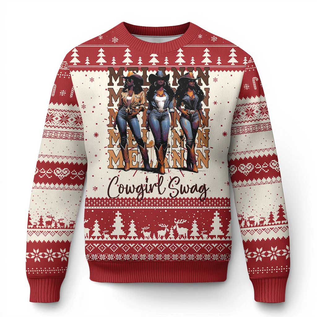 Melanin Cowgirl Swag Knitted Sweatshirt African American Cowgirls Black History Pride