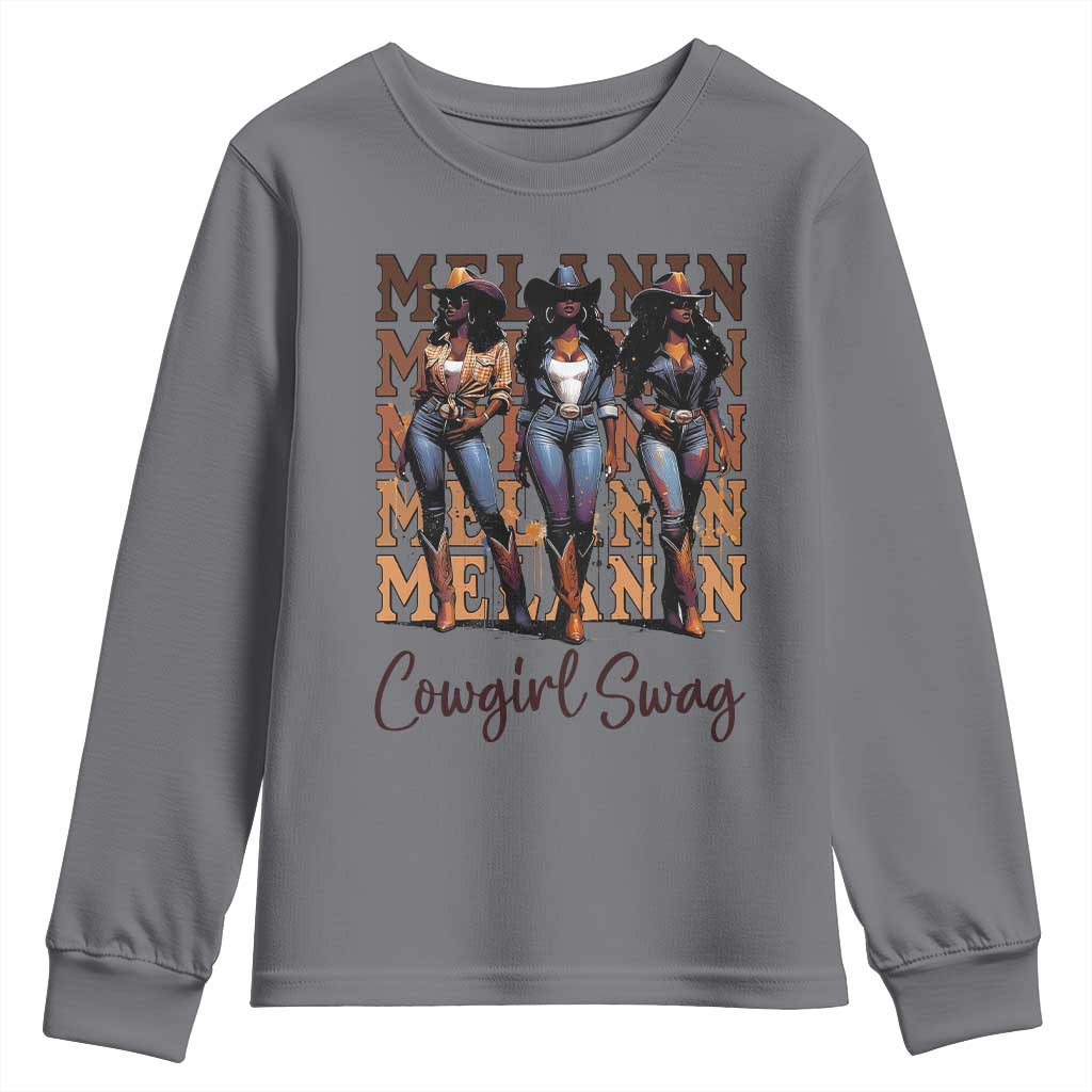 Melanin Cowgirl Swag Youth Sweatshirt African American Cowgirls Black History Pride