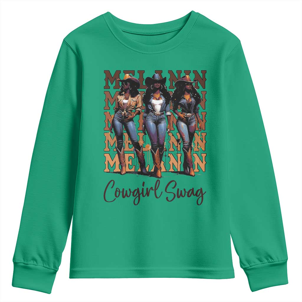 Melanin Cowgirl Swag Youth Sweatshirt African American Cowgirls Black History Pride