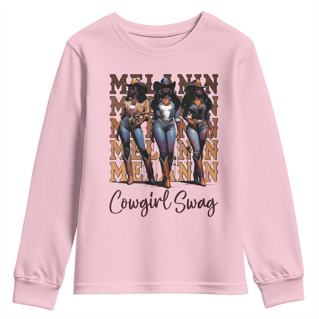 Melanin Cowgirl Swag Youth Sweatshirt African American Cowgirls Black History Pride