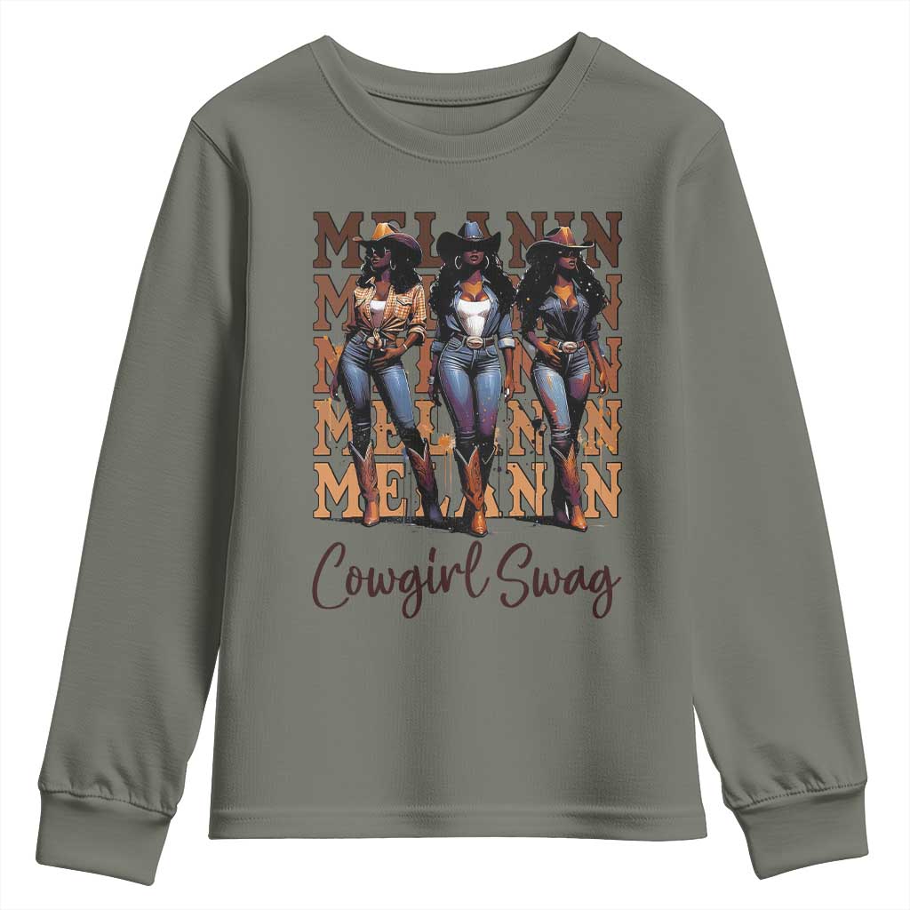 Melanin Cowgirl Swag Youth Sweatshirt African American Cowgirls Black History Pride