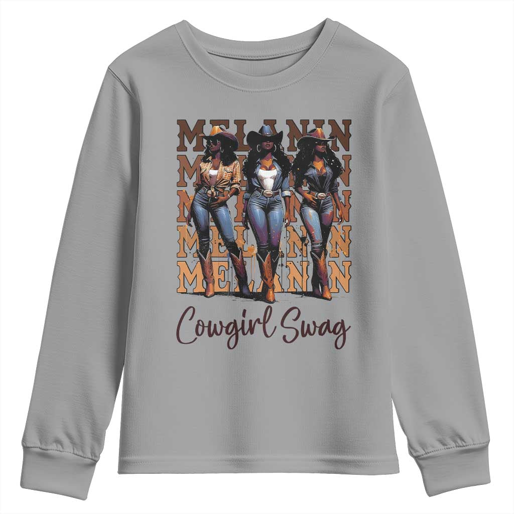 Melanin Cowgirl Swag Youth Sweatshirt African American Cowgirls Black History Pride