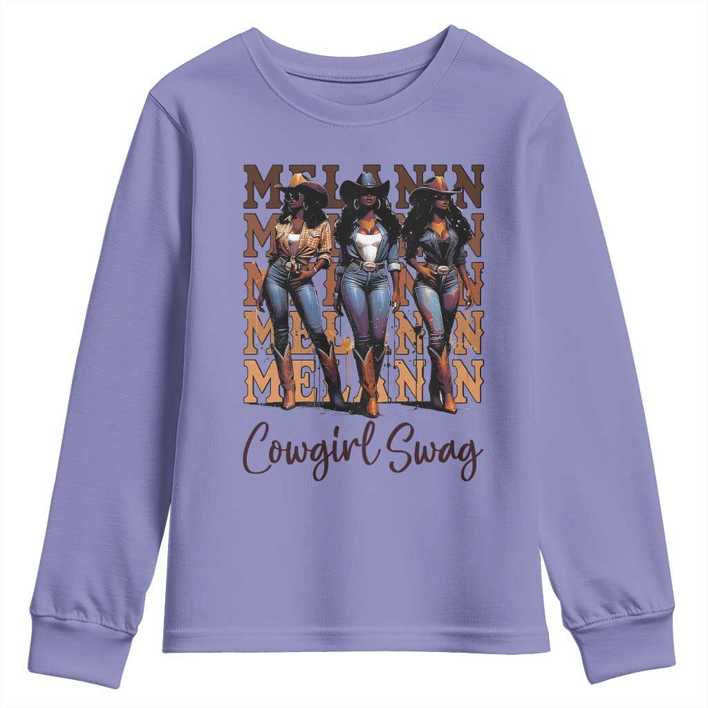 Melanin Cowgirl Swag Youth Sweatshirt African American Cowgirls Black History Pride