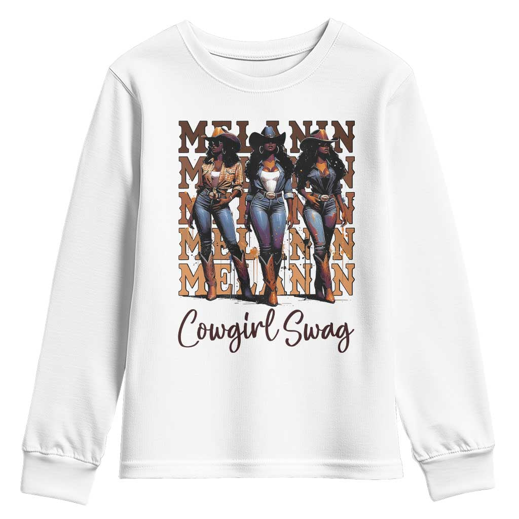 Melanin Cowgirl Swag Youth Sweatshirt African American Cowgirls Black History Pride