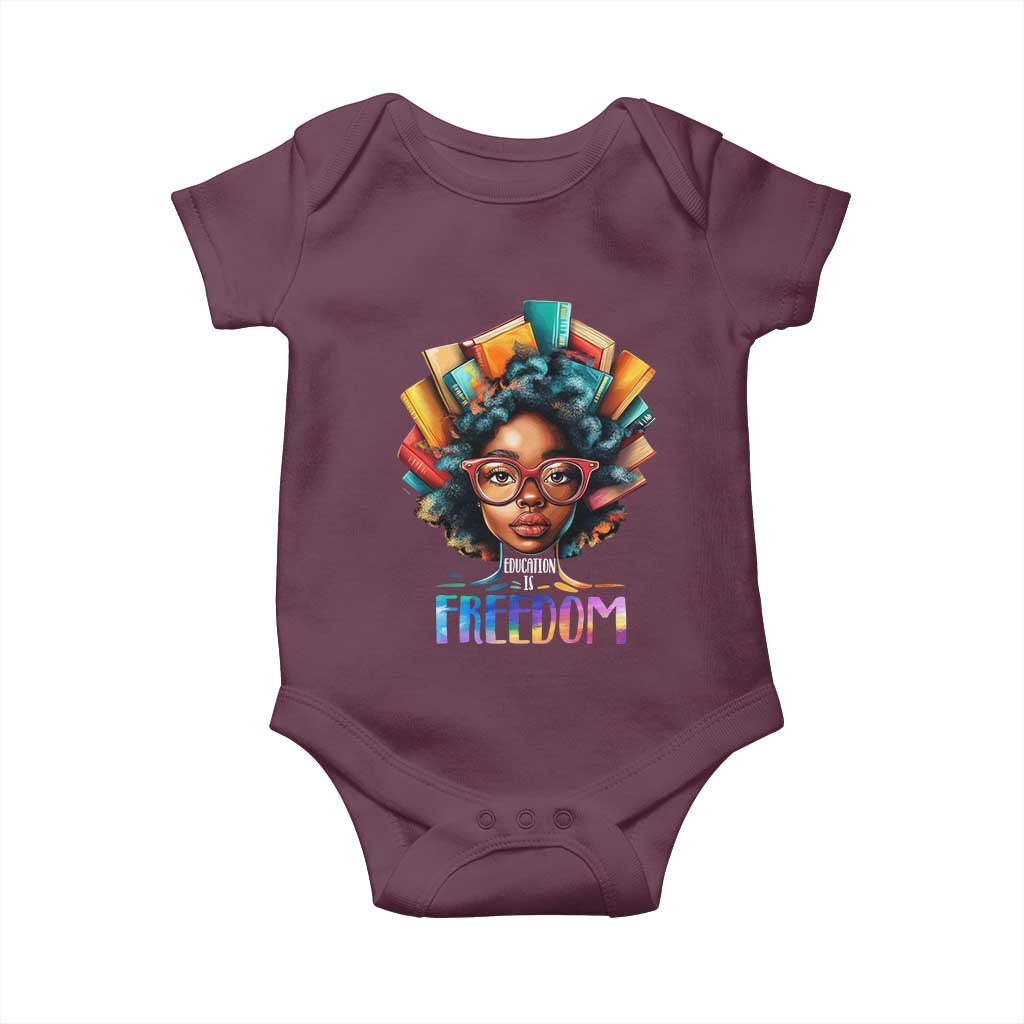 Black History Education Is Freedom Baby Onesie Black Teacher Books