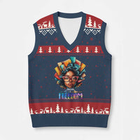 Black History Education Is Freedom V-Neck Knit Sweater Vest Black Teacher Books - Wonder Print Shop