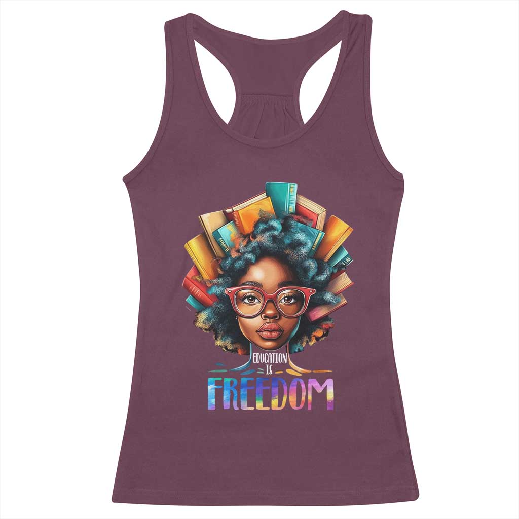 Black History Education Is Freedom Racerback Tank Top Black Teacher Books