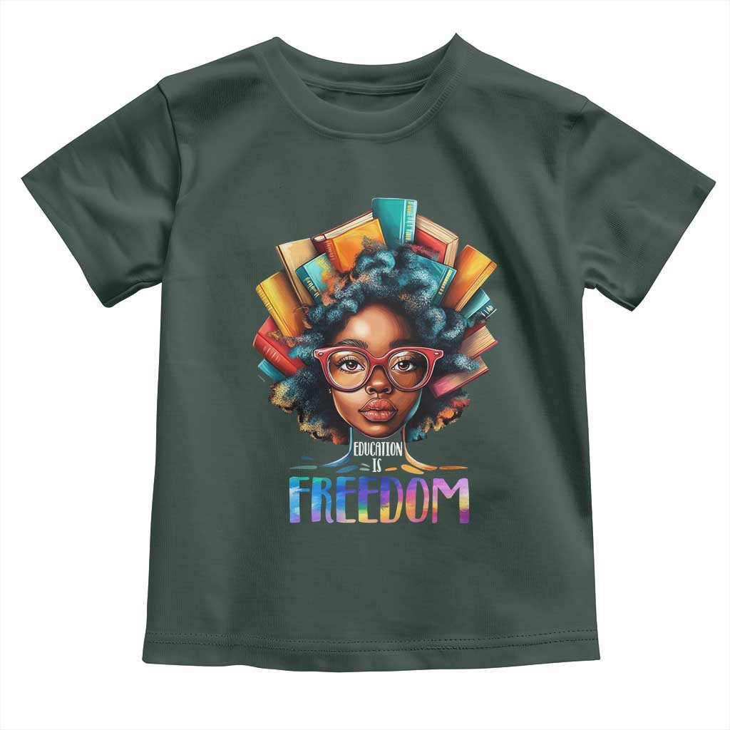 Black History Education Is Freedom Toddler T Shirt Black Teacher Books