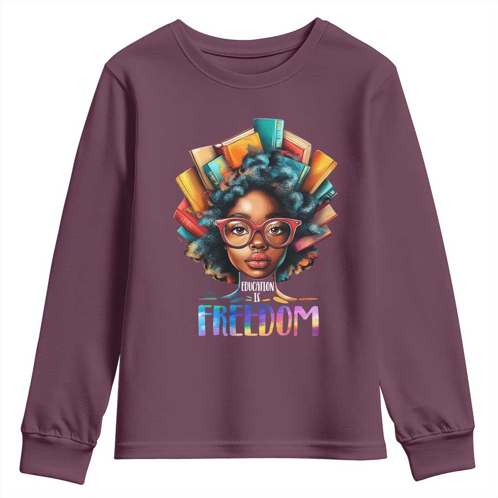 Black History Education Is Freedom Youth Sweatshirt Black Teacher Books