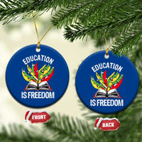 Education Is Freedom Ceramic Ornament Teaching Black History Month Books - Wonder Print Shop