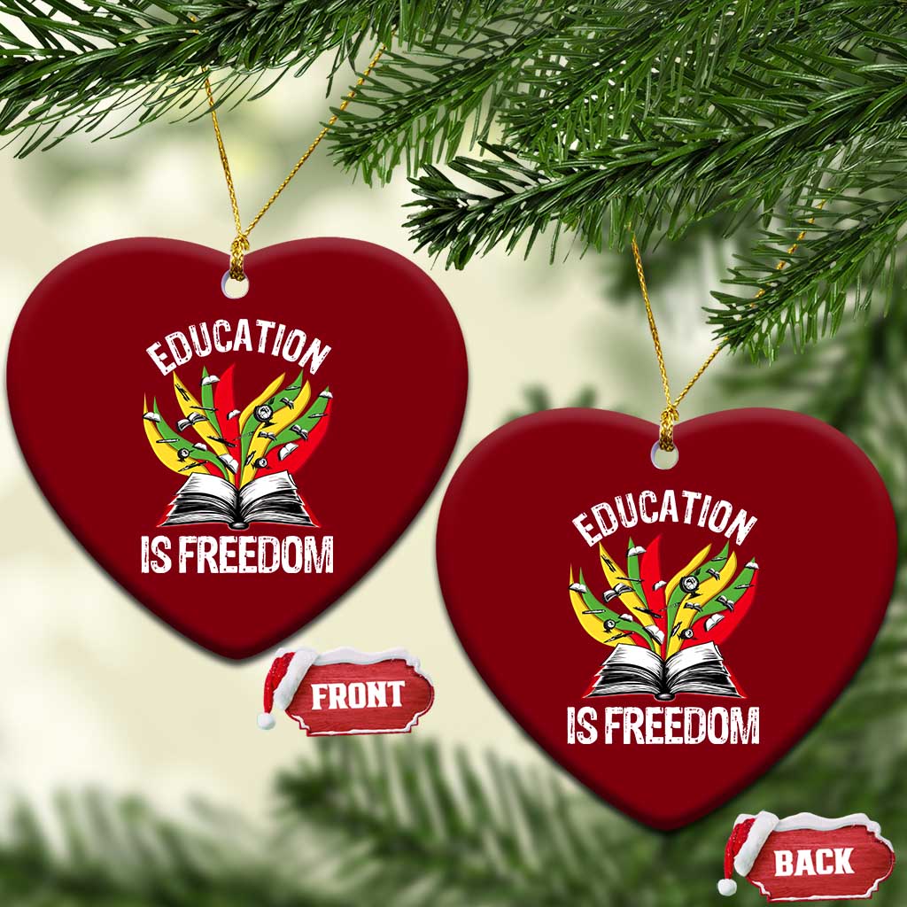 Education Is Freedom Ceramic Ornament Teaching Black History Month Books - Wonder Print Shop