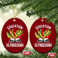 Education Is Freedom Ceramic Ornament Teaching Black History Month Books - Wonder Print Shop