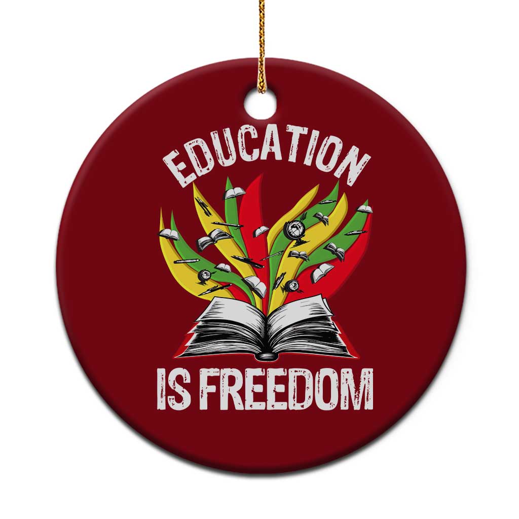 Education Is Freedom Ceramic Ornament Teaching Black History Month Books - Wonder Print Shop