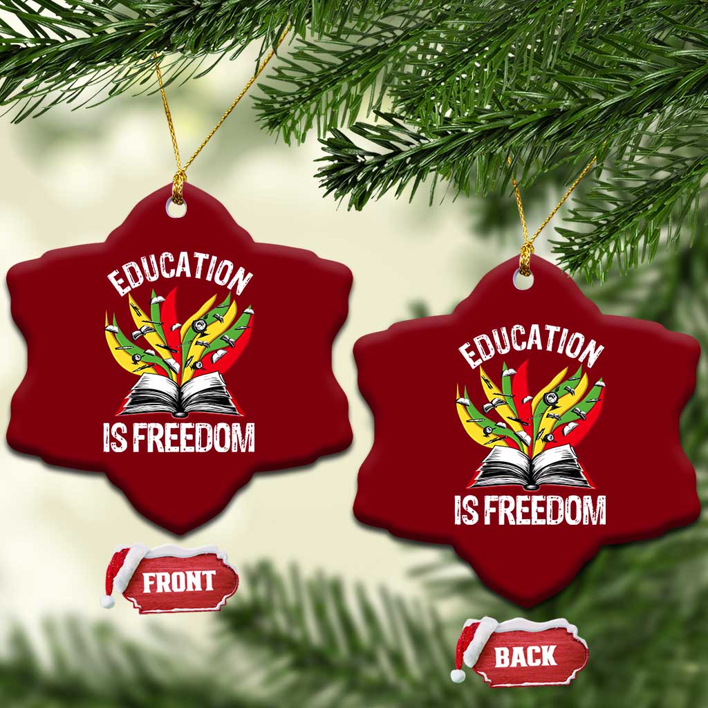 Education Is Freedom Ceramic Ornament Teaching Black History Month Books - Wonder Print Shop