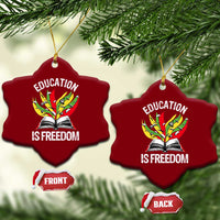 Education Is Freedom Ceramic Ornament Teaching Black History Month Books - Wonder Print Shop