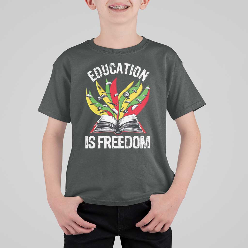 Education Is Freedom T Shirt For Kid Teaching Black History Month Books