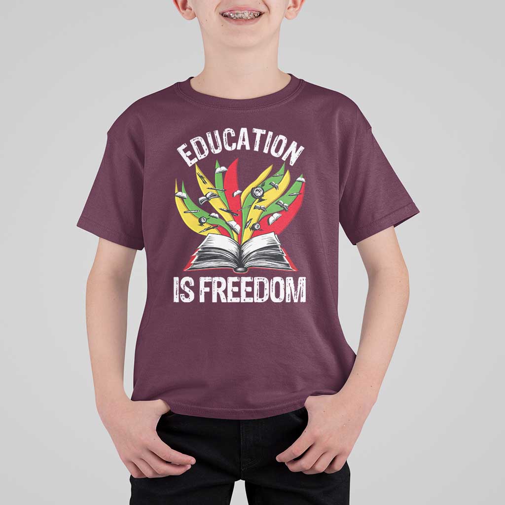 Education Is Freedom T Shirt For Kid Teaching Black History Month Books