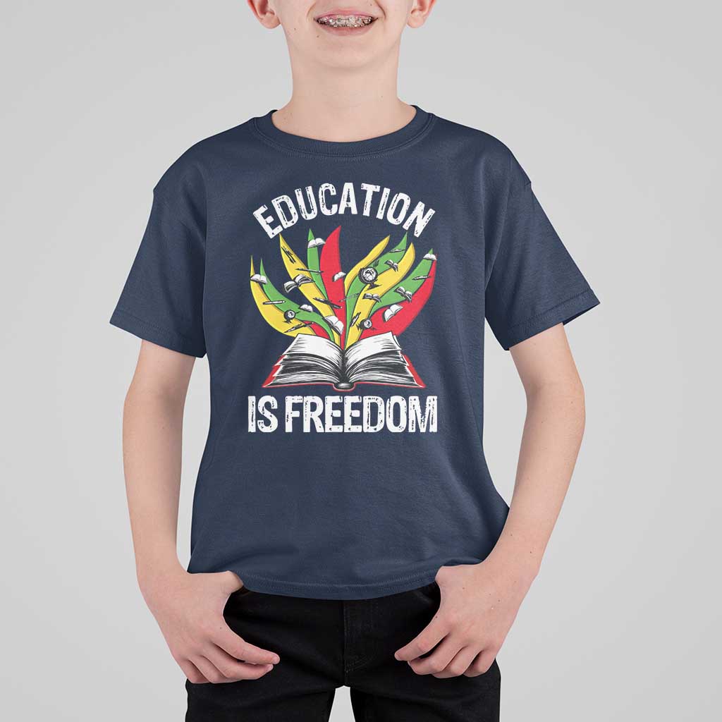 Education Is Freedom T Shirt For Kid Teaching Black History Month Books