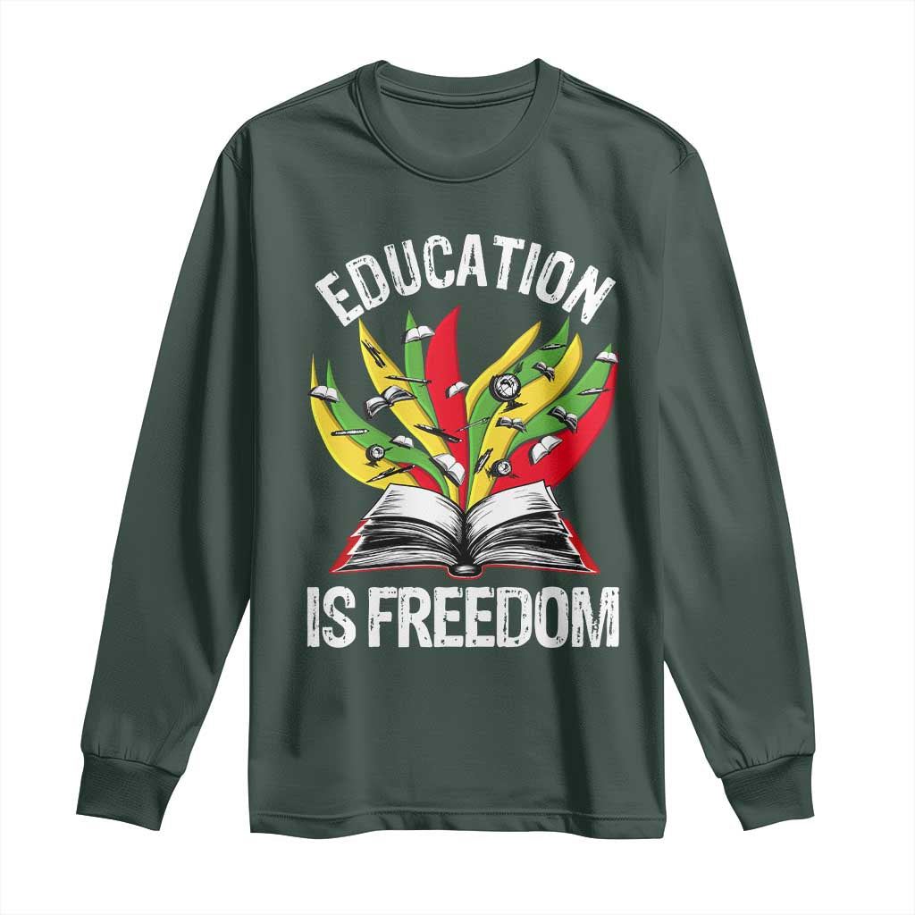 Education Is Freedom Long Sleeve Shirt Teaching Black History Month Books