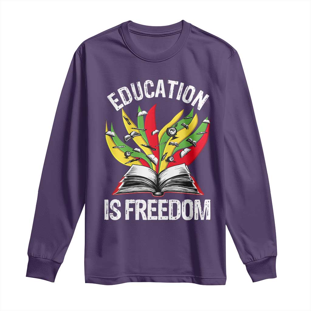 Education Is Freedom Long Sleeve Shirt Teaching Black History Month Books