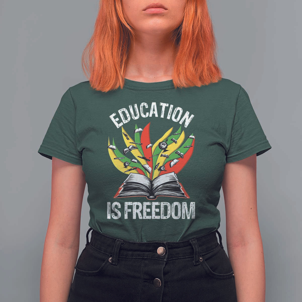Education Is Freedom T Shirt For Women Teaching Black History Month Books