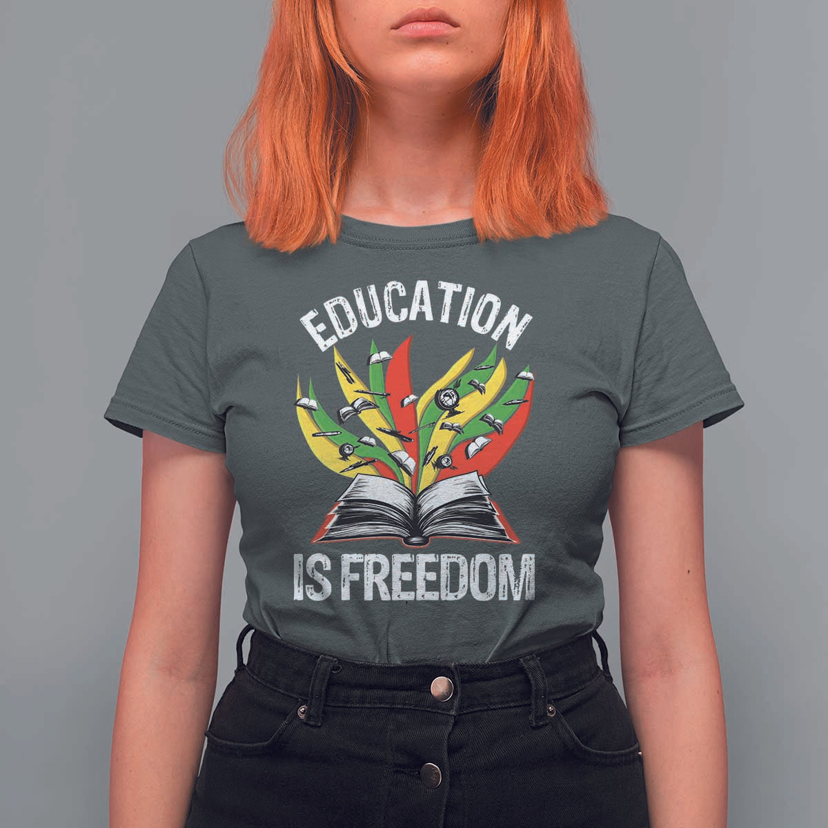 Education Is Freedom T Shirt For Women Teaching Black History Month Books