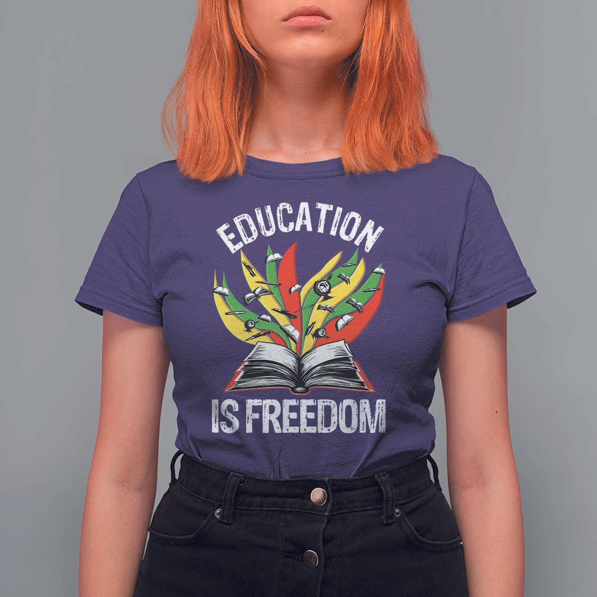 Education Is Freedom T Shirt For Women Teaching Black History Month Books