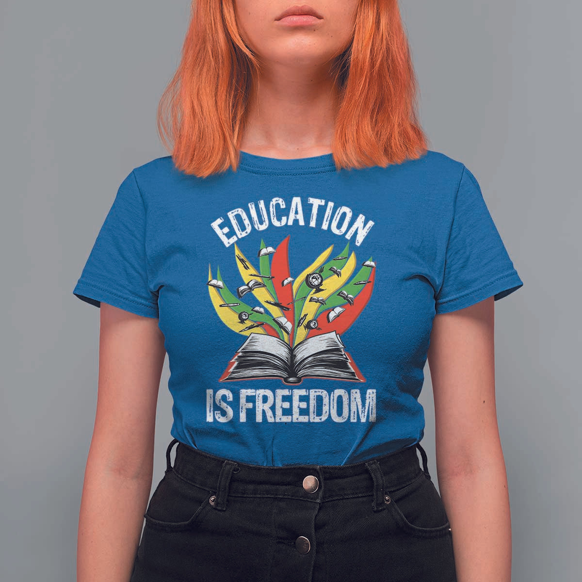 Education Is Freedom T Shirt For Women Teaching Black History Month Books