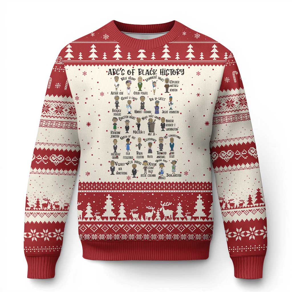 ABCs of Black History Month Ugly Christmas Sweater Black Excellence Pride - Wonder Print Shop