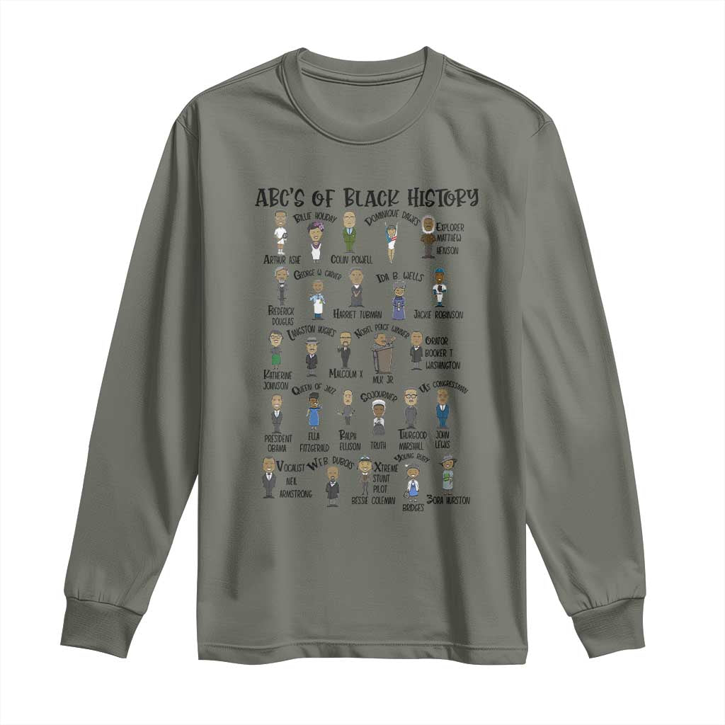 ABCs of Black History Month Long Sleeve Shirt Black Excellence Pride