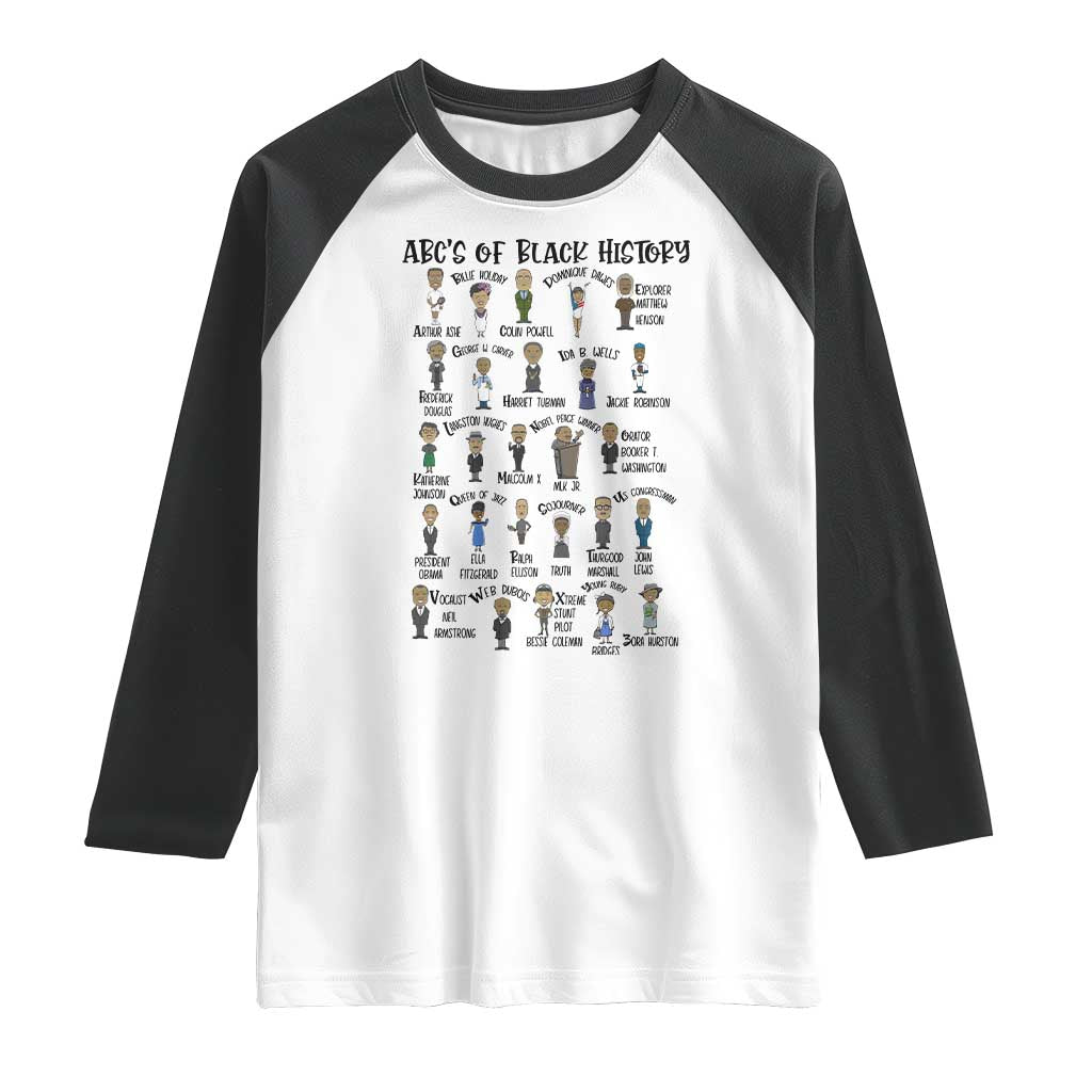ABCs of Black History Month Raglan Shirt Black Excellence Pride