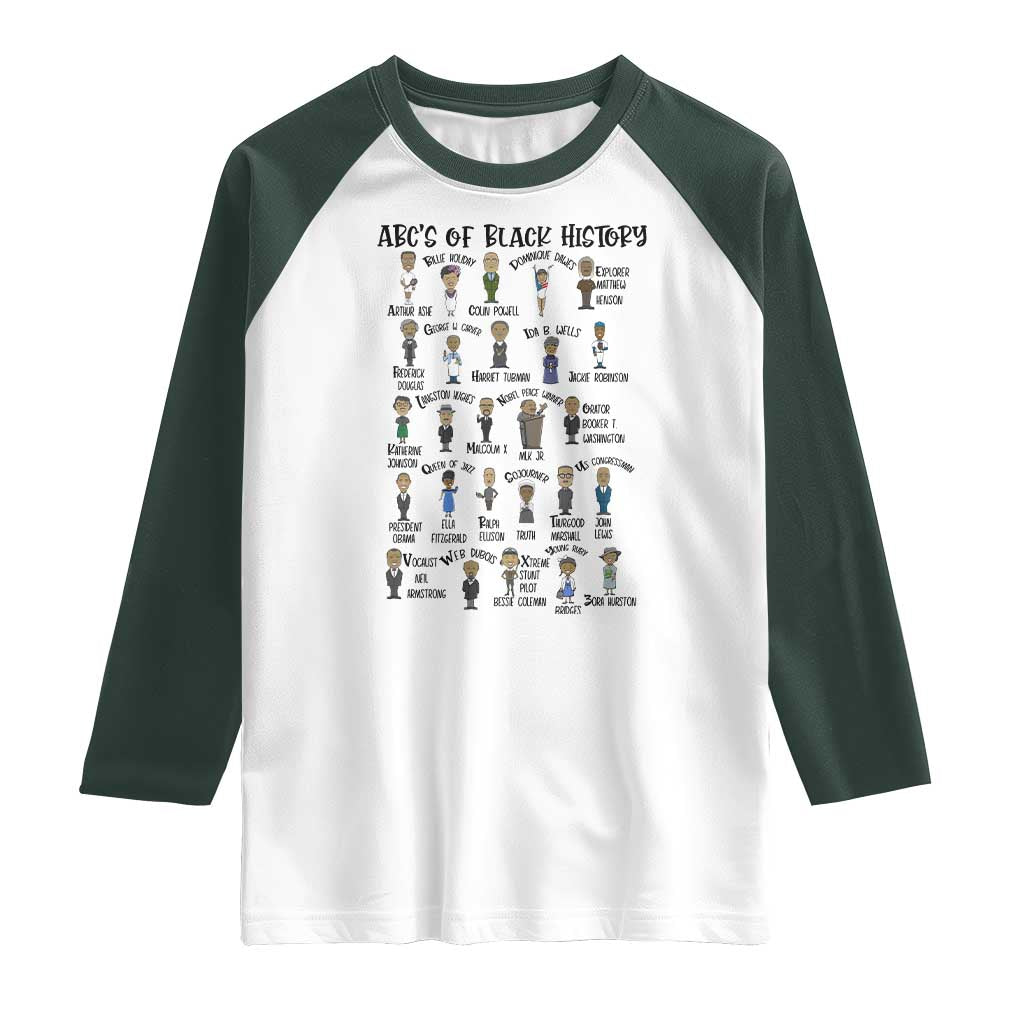 ABCs of Black History Month Raglan Shirt Black Excellence Pride