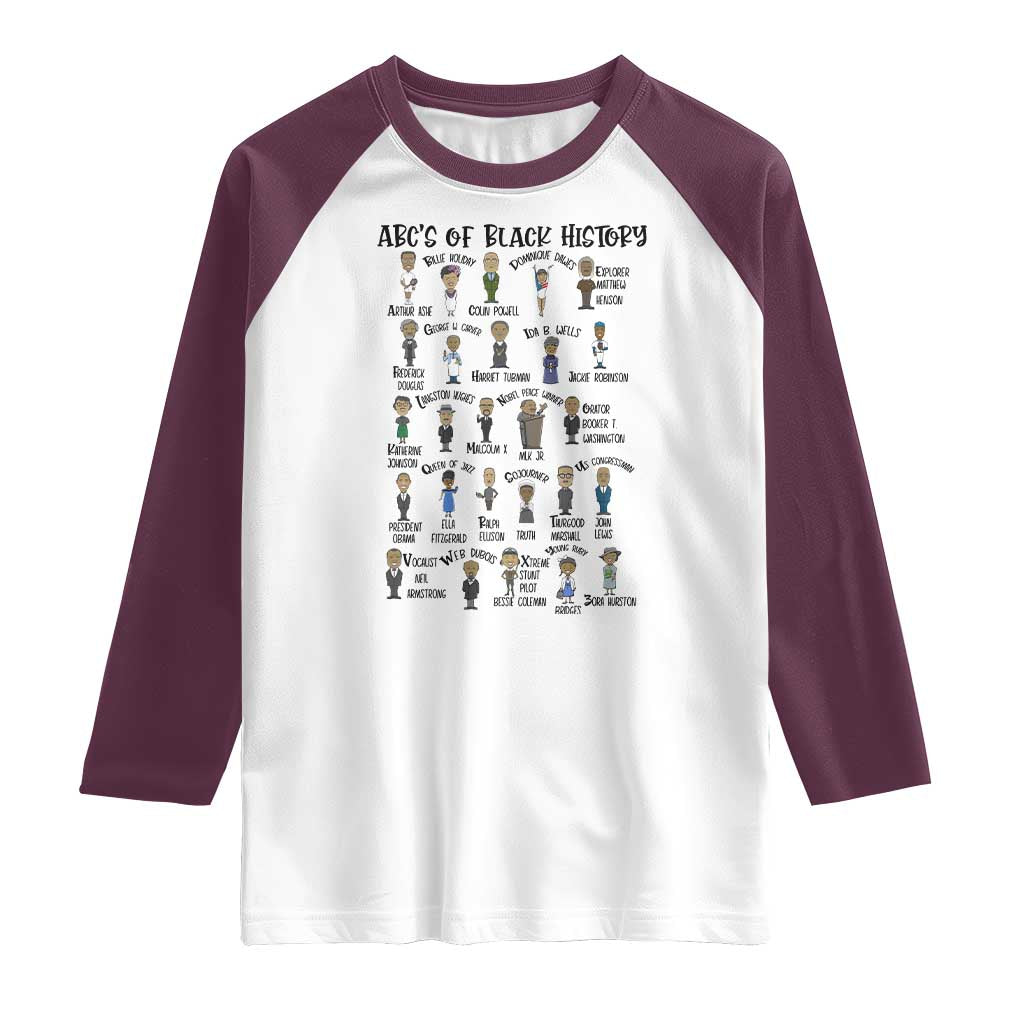 ABCs of Black History Month Raglan Shirt Black Excellence Pride