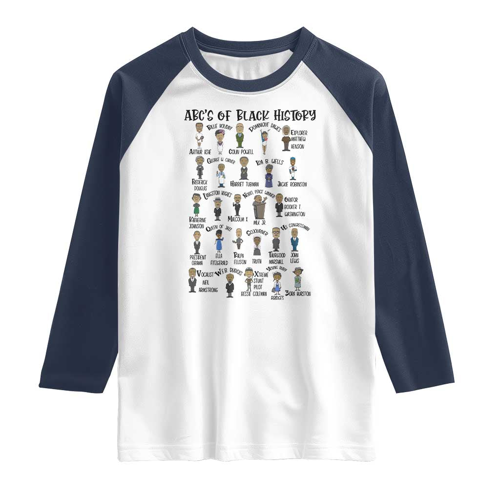ABCs of Black History Month Raglan Shirt Black Excellence Pride