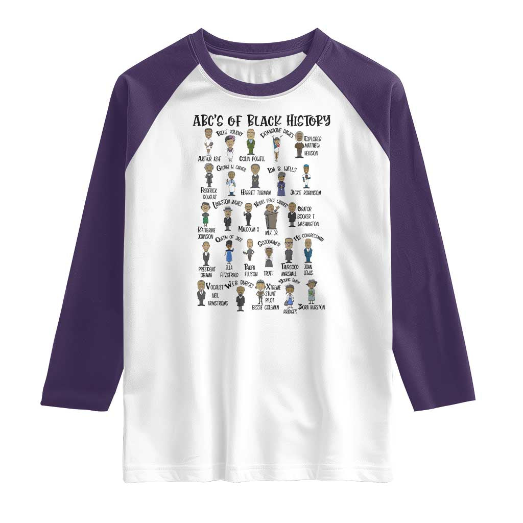 ABCs of Black History Month Raglan Shirt Black Excellence Pride
