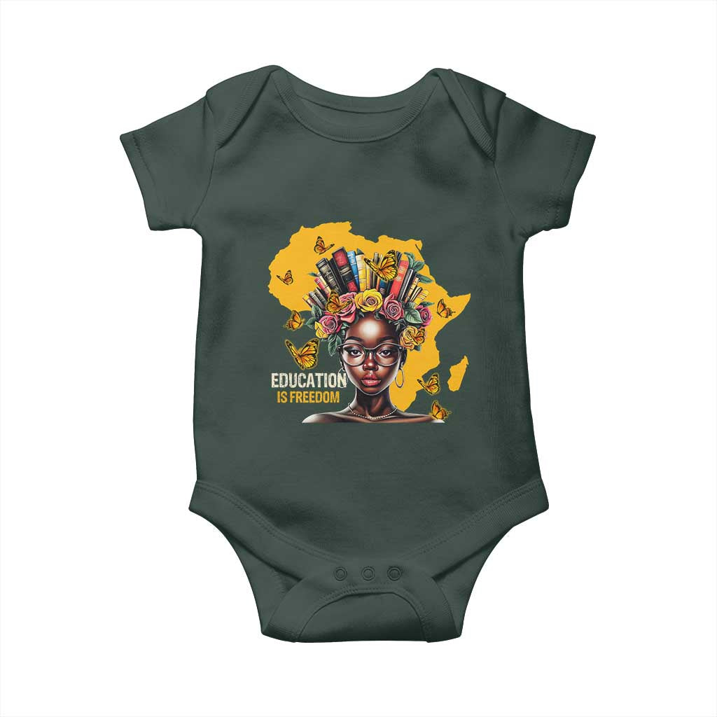 Education Is Freedom Baby Onesie Black Teacher Books Black History Month
