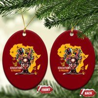 Education Is Freedom Ceramic Ornament Black Teacher Books Black History Month - Wonder Print Shop