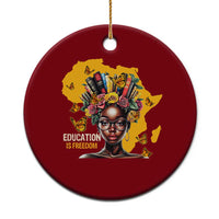 Education Is Freedom Ceramic Ornament Black Teacher Books Black History Month - Wonder Print Shop