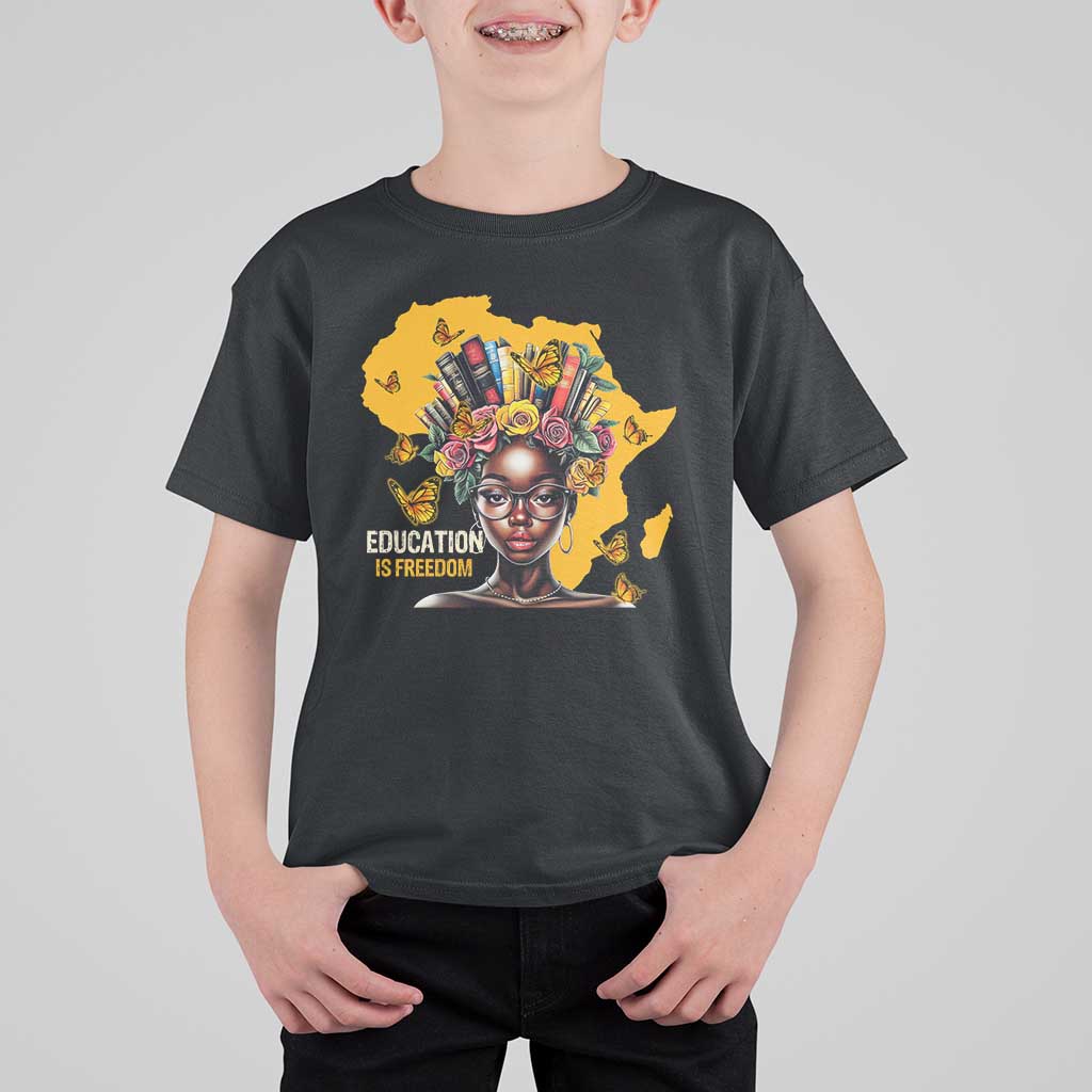 Education Is Freedom T Shirt For Kid Black Teacher Books Black History Month