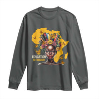 Education Is Freedom Long Sleeve Shirt Black Teacher Books Black History Month